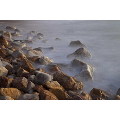 Llandudno Beach at sunset, South Africa Black Modern Wood Framed Art Print by Young, Bill