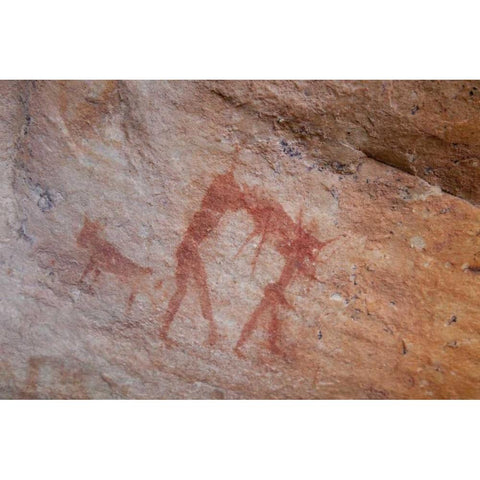 South Africa, Sevilla Trail Rock art painting White Modern Wood Framed Art Print by Kaveney, Wendy