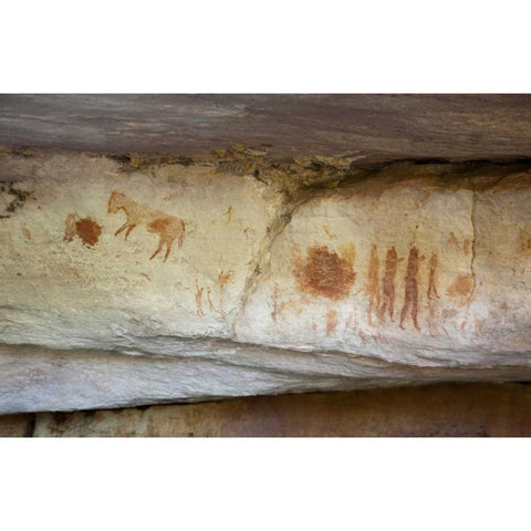 South Africa, Sevilla Rock Art Trail Rock art Black Modern Wood Framed Art Print by Kaveney, Wendy