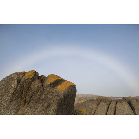 South Boulderbaai Rock resembles Human head White Modern Wood Framed Art Print by Young, Bill