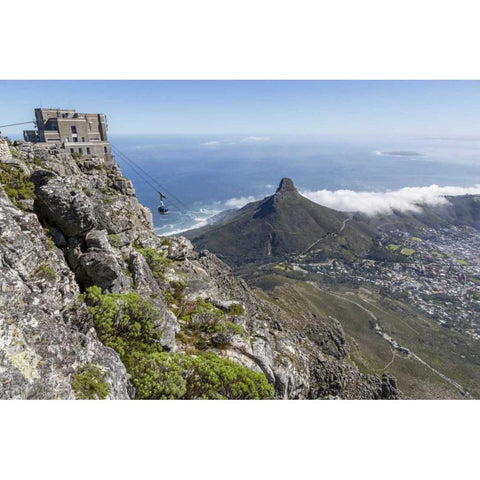 South Cape Town Sky lift on Table Mountain White Modern Wood Framed Art Print by Lord, Fred