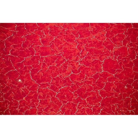 Africa-Tanzania-Aerial view of patterns of red algae and salt formations in shallow salt waters Black Modern Wood Framed Art Print by Souders, Paul