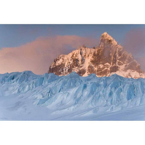 South Georgia Isl,  Graae Glacier and Mt Sabatier Black Modern Wood Framed Art Print by Paulson, Don