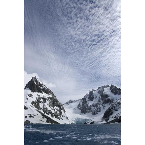 South Georgia Island Dryglaski Fjord and clouds Black Modern Wood Framed Art Print by Paulson, Don