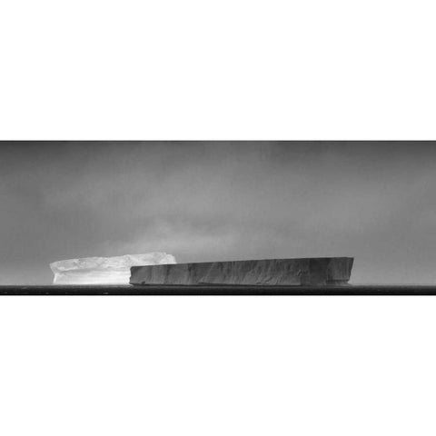 Antarctica, Tabular icebergs in sun and shadow Black Modern Wood Framed Art Print by Young, Bill