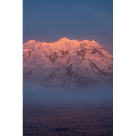 Antarctica-South Georgia Island Panoramic of sunset on Mt Paget  Black Modern Wood Framed Art Print by Jaynes Gallery