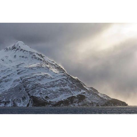 Southern Ocean-South Georgia-Salisbury Plain-Snowy peaks surround Salisbury Plain Black Modern Wood Framed Art Print with Double Matting by Goff, Ellen B.