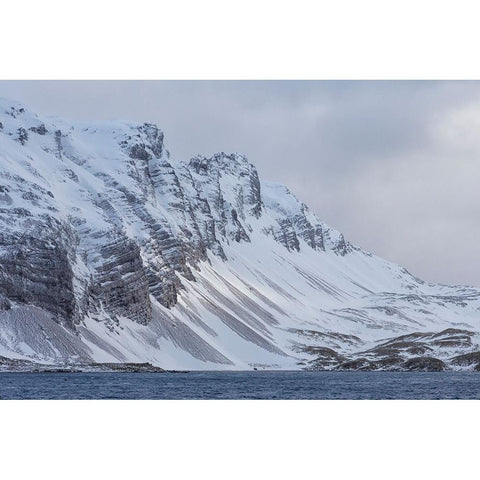 Southern Ocean-South Georgia-Salisbury Plain-Snowy peaks surround Salisbury Plain Black Modern Wood Framed Art Print by Goff, Ellen B.