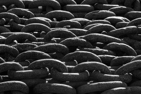Rusty heavy chains-Grytviken-abandoned whaling station-South Georgia-Antarctica White Modern Wood Framed Art Print with Double Matting by Su, Keren