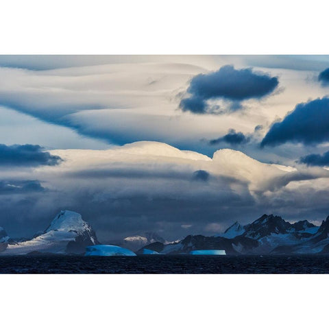 Landscape of iceberg and island in the South Atlantic Ocean-Antarctica Black Modern Wood Framed Art Print with Double Matting by Su, Keren