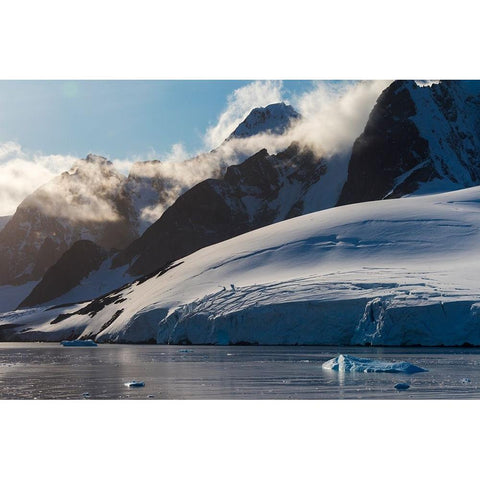 Landscape of snow covered island in South Atlantic Ocean-Antarctica Black Modern Wood Framed Art Print by Su, Keren