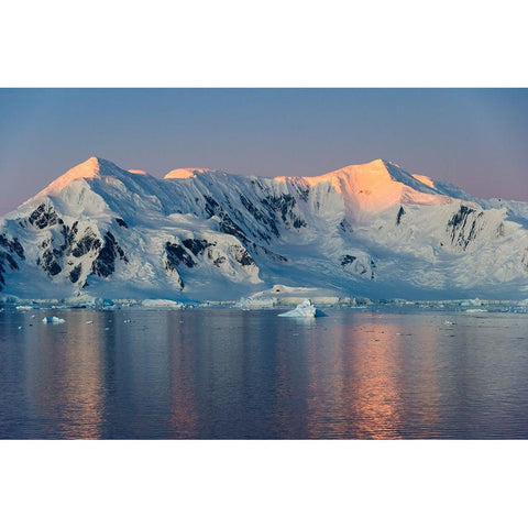 Snow covered island in South Atlantic Ocean-Antarctica Black Modern Wood Framed Art Print by Su, Keren