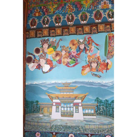 Bhutan, Dochu La Zangto Pelri Lhakhang temple Black Modern Wood Framed Art Print by Kirkland, Dennis