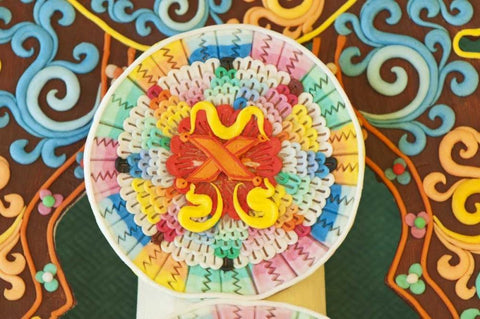 Bhutan, Bumthang Jampey Lhakhang temple alter White Modern Wood Framed Art Print with Double Matting by Kirkland, Dennis