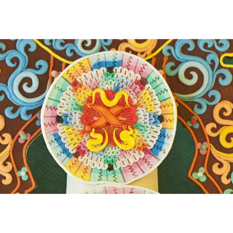 Bhutan, Bumthang Jampey Lhakhang temple alter Black Modern Wood Framed Art Print with Double Matting by Kirkland, Dennis