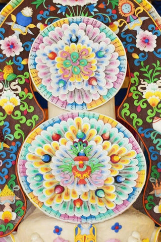 Bhutan, Bumthang Jampey Lhakhang temple alter White Modern Wood Framed Art Print with Double Matting by Kirkland, Dennis