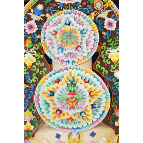 Bhutan, Bumthang Jampey Lhakhang temple alter Gold Ornate Wood Framed Art Print with Double Matting by Kirkland, Dennis