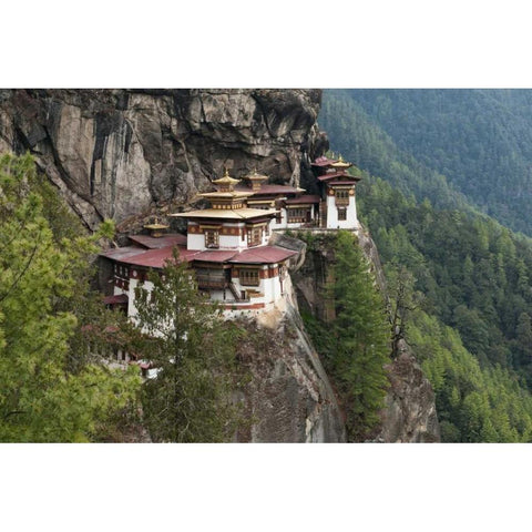 Bhutan Tigers Nest monastery Gold Ornate Wood Framed Art Print with Double Matting by Kirkland, Dennis