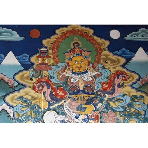 Bhutan, Punakha Murals in Punakha Dzong temple Black Modern Wood Framed Art Print by Kirkland, Dennis