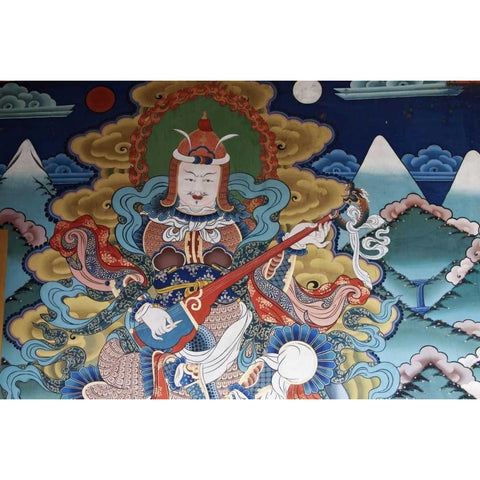 Bhutan, Punakha Murals in Punakha Dzong temple Black Modern Wood Framed Art Print with Double Matting by Kirkland, Dennis