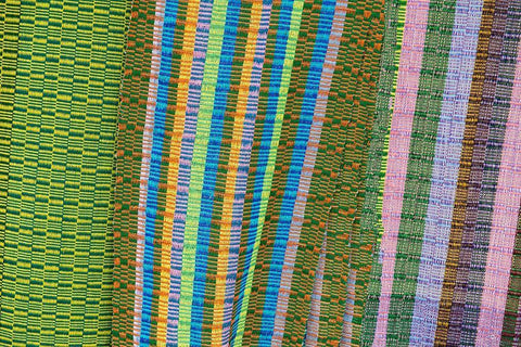 Bhutan-Thimphu Traditional Bhutanese hand woven textiles White Modern Wood Framed Art Print with Double Matting by Hopkins, Cindy Miller