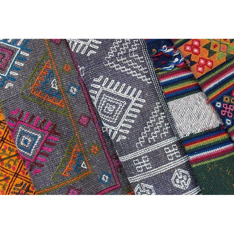 Bhutan-Thimphu Traditional Bhutanese hand woven textiles-wool White Modern Wood Framed Art Print by Hopkins, Cindy Miller