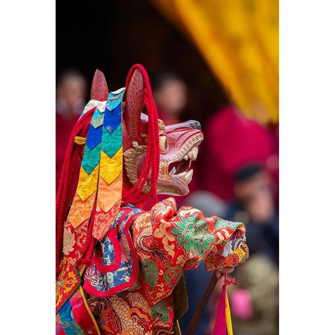 Bhutan-Punakha Dzong Punakha Drubchen Festival-masked dancers Black Modern Wood Framed Art Print by Hopkins, Cindy Miller