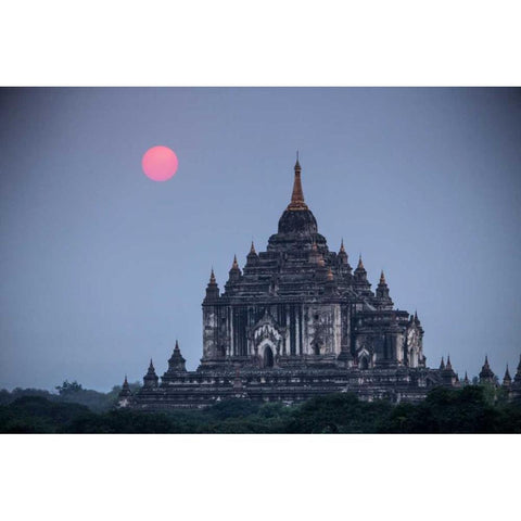 Myanmar, Bagan Sunset on Thatbyinnyu Temple Black Modern Wood Framed Art Print by Zuckerman, Jim