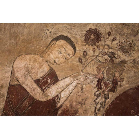 Myanmar, Bagan Artwork in a Buddhist temple Black Modern Wood Framed Art Print with Double Matting by Zuckerman, Jim