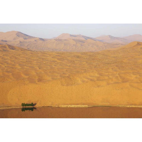 China, Badain Jaran Desert vastness next to lake Gold Ornate Wood Framed Art Print with Double Matting by Anon, Ellen