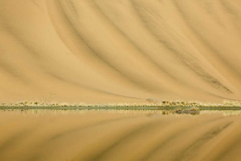 China, Badain Jaran Desert Dune patterns White Modern Wood Framed Art Print with Double Matting by Anon, Ellen