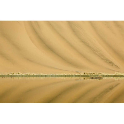 China, Badain Jaran Desert Dune patterns Black Modern Wood Framed Art Print by Anon, Ellen