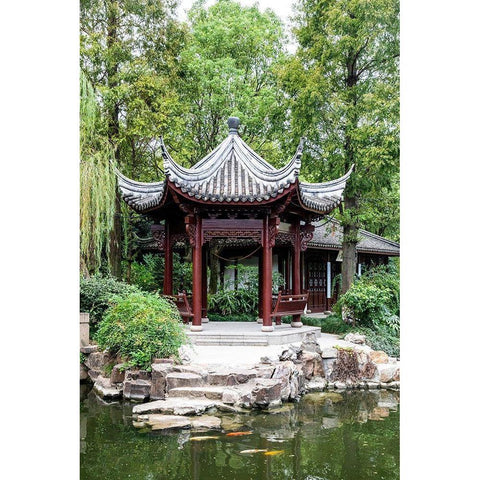 Asia-China-Zhujiajiao (Venice of the East) Gold Ornate Wood Framed Art Print with Double Matting by Looney, Hollice