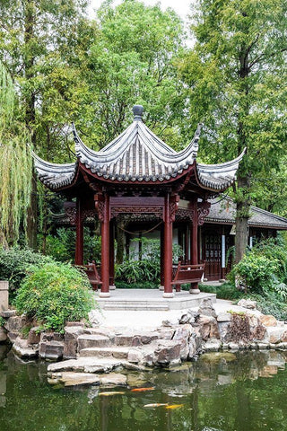 Asia-China-Zhujiajiao (Venice of the East) White Modern Wood Framed Art Print with Double Matting by Looney, Hollice