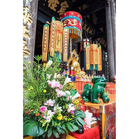 Asia-China-Sichuan Province-Cheng Du-Temple Black Modern Wood Framed Art Print with Double Matting by Looney, Hollice