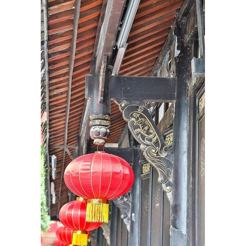 Asia-China-Sichuan Province-Cheng Du-Lanterns Gold Ornate Wood Framed Art Print with Double Matting by Looney, Hollice