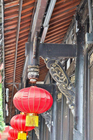 Asia-China-Sichuan Province-Cheng Du-Lanterns Black Ornate Wood Framed Art Print with Double Matting by Looney, Hollice