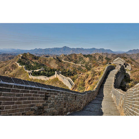 Asia-China-Jinshanling-The Great Wall Gold Ornate Wood Framed Art Print with Double Matting by Looney, Hollice