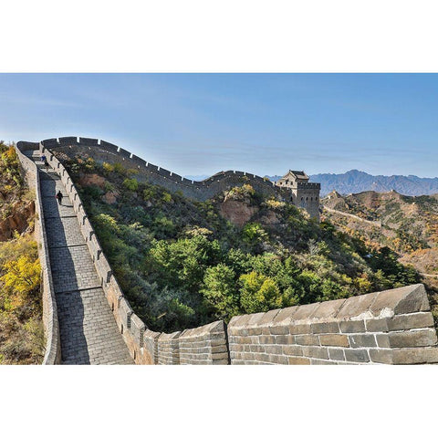 Asia-China-Jinshanling-The Great Wall Black Modern Wood Framed Art Print by Looney, Hollice