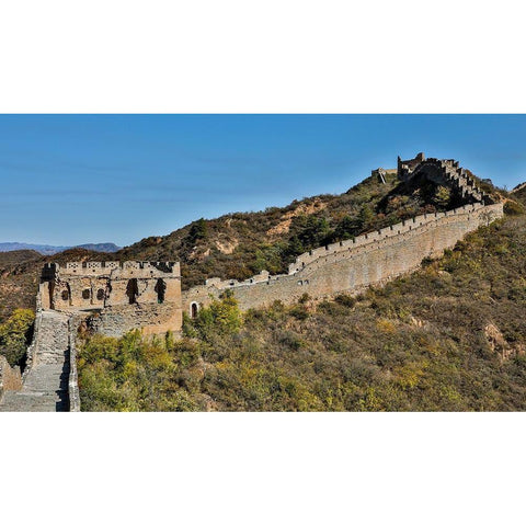 Asia-China-Jinshanling-The Great Wall White Modern Wood Framed Art Print by Looney, Hollice