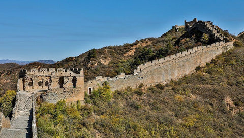 Asia-China-Jinshanling-The Great Wall Black Ornate Wood Framed Art Print with Double Matting by Looney, Hollice