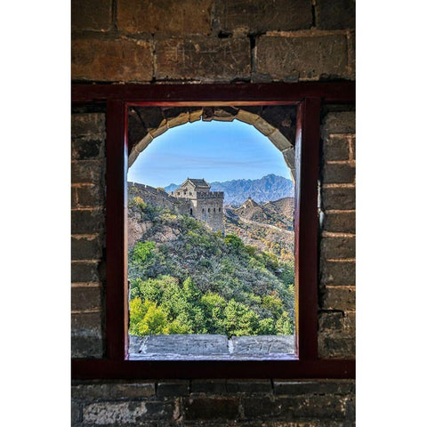 Asia-China-Jinshanling-The Great Wall Gold Ornate Wood Framed Art Print with Double Matting by Looney, Hollice
