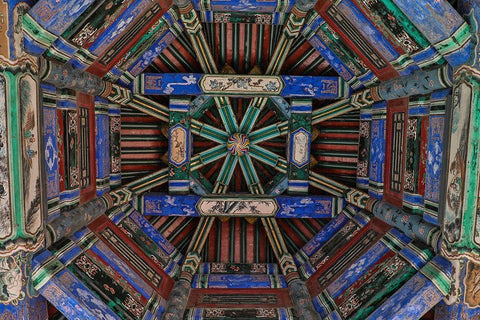 Asia-China-Beijing-Ceiling Detail at the Summer Palace of Empress Cixi White Modern Wood Framed Art Print with Double Matting by Looney, Hollice