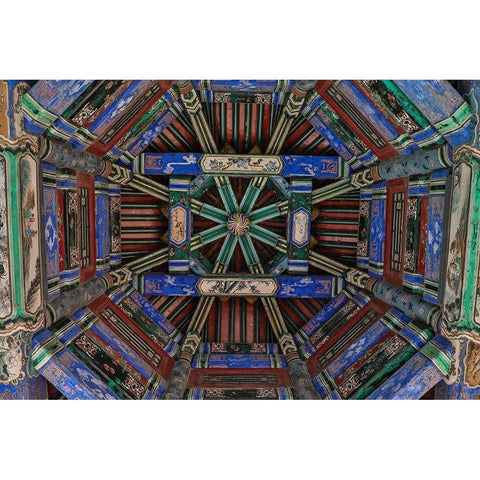 Asia-China-Beijing-Ceiling Detail at the Summer Palace of Empress Cixi Black Modern Wood Framed Art Print by Looney, Hollice