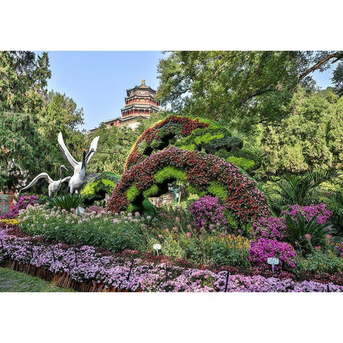 Asia-China-Beijing-Summer Palace of Empress Cixi Black Modern Wood Framed Art Print with Double Matting by Looney, Hollice