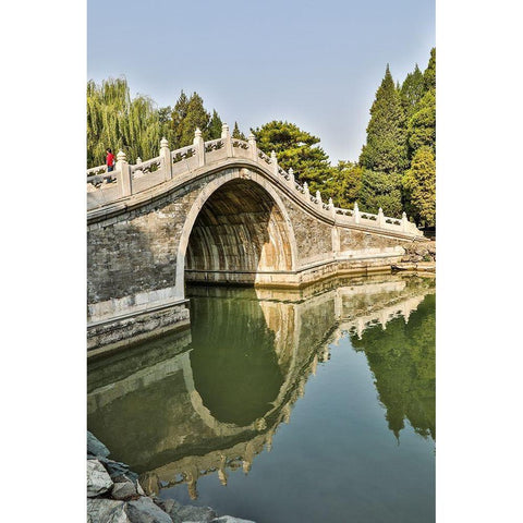 Asia-China-Beijing-Bridge at the Summer Palace of Empress Cixi Black Modern Wood Framed Art Print with Double Matting by Looney, Hollice