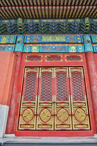 Asia-China-Beijing-Building Detail of the Forbidden City White Modern Wood Framed Art Print with Double Matting by Looney, Hollice