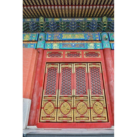 Asia-China-Beijing-Building Detail of the Forbidden City Black Modern Wood Framed Art Print by Looney, Hollice