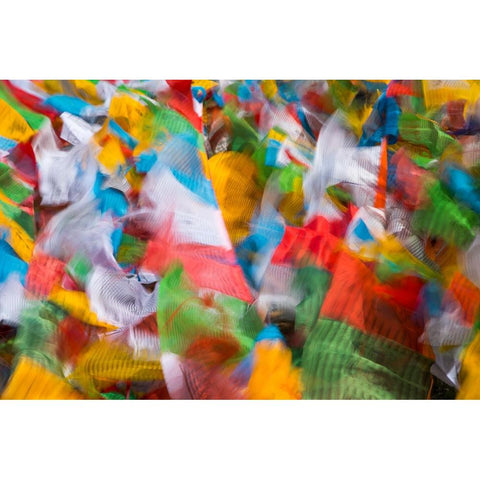 Prayer flags in Simila Mountain-Gyantse County-Tibet-China Black Modern Wood Framed Art Print by Su, Keren