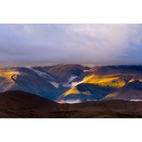 Landscape of the Himalayas at dawn-Mt-Everest National Reserve-Shigatse Prefecture-Tibet-China Gold Ornate Wood Framed Art Print with Double Matting by Su, Keren